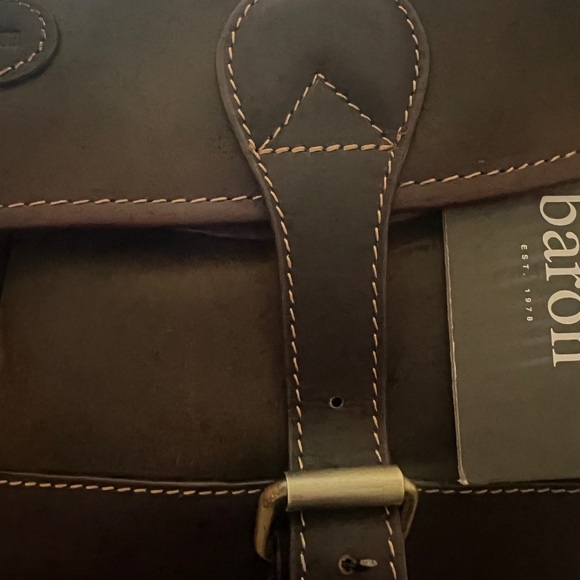 Baron Sweden Luxury Leather Briefcase Laptop Carry On Satchel New With Tag - Picture 15 of 15